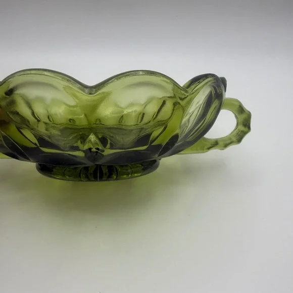 Anchor Hocking Fairfield Nappy Dish 7in Avocado Green Glass Vintage - Picture 2 of 6